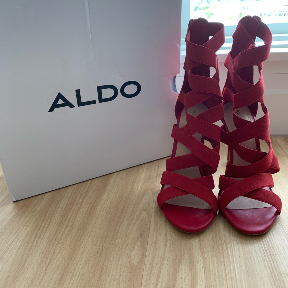 Red Strappy Aldo Sandals Size 8.5